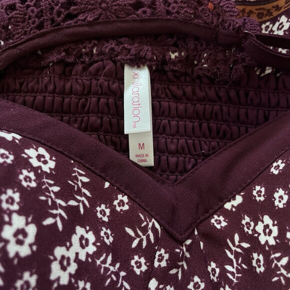 Womens Xhilaration Babydoll Crochet Back Dress Size M Floral Hippie Festival Y2K - Picture 7 of 7